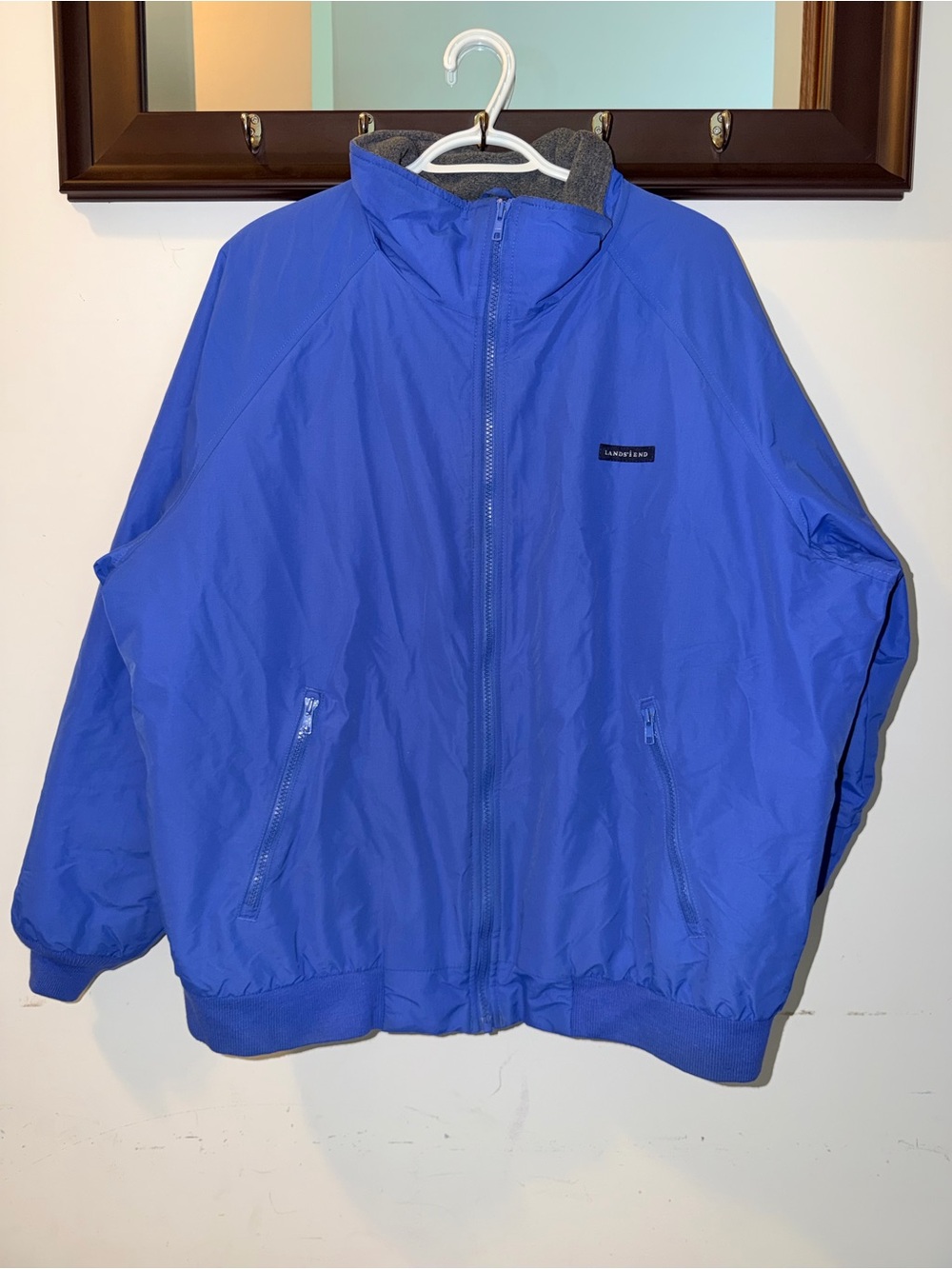 Lands' End Bright Blue Lightweight Jacket vintage Squall Jacket Size Large